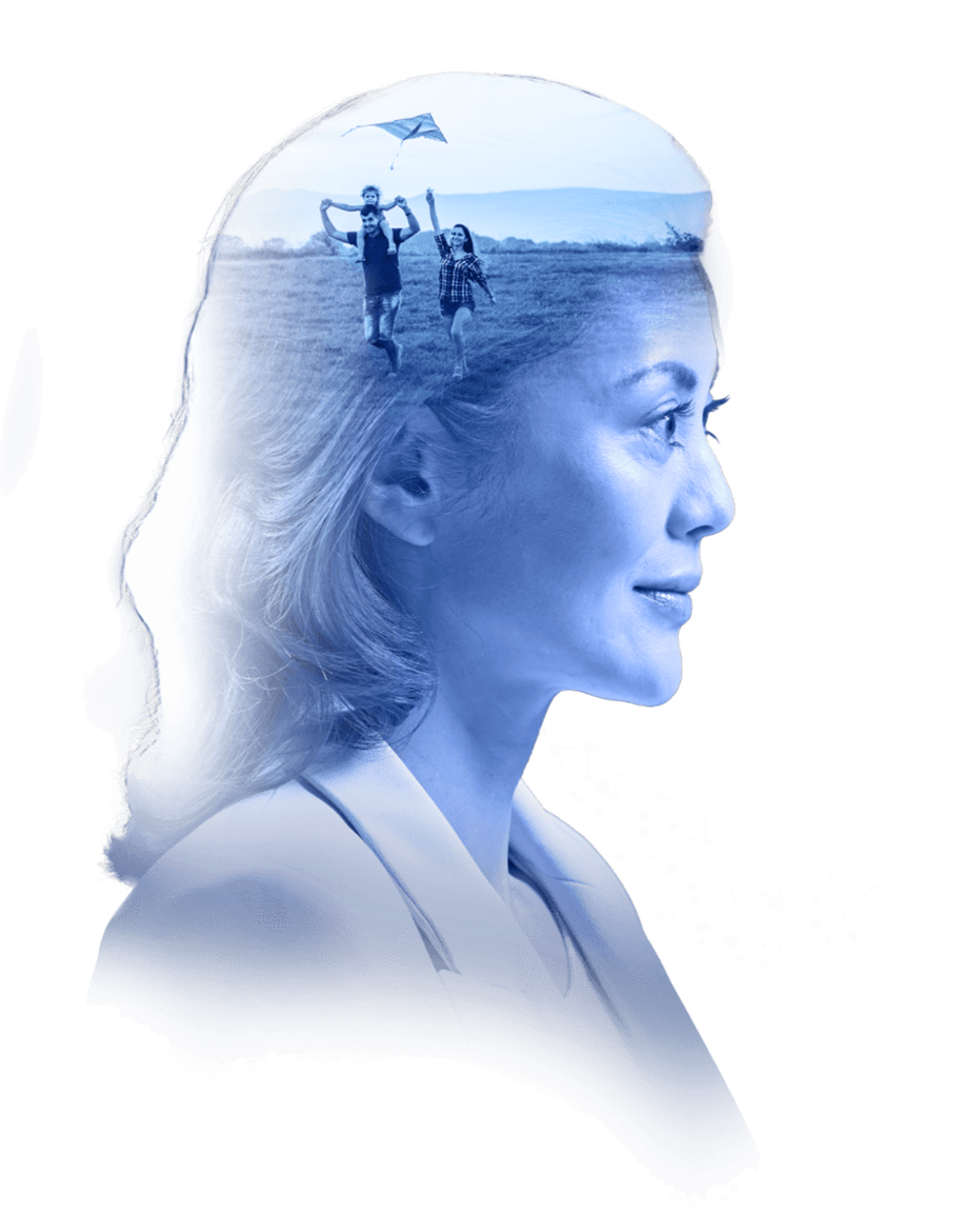 Woman looking ahead visioning a family in her mind